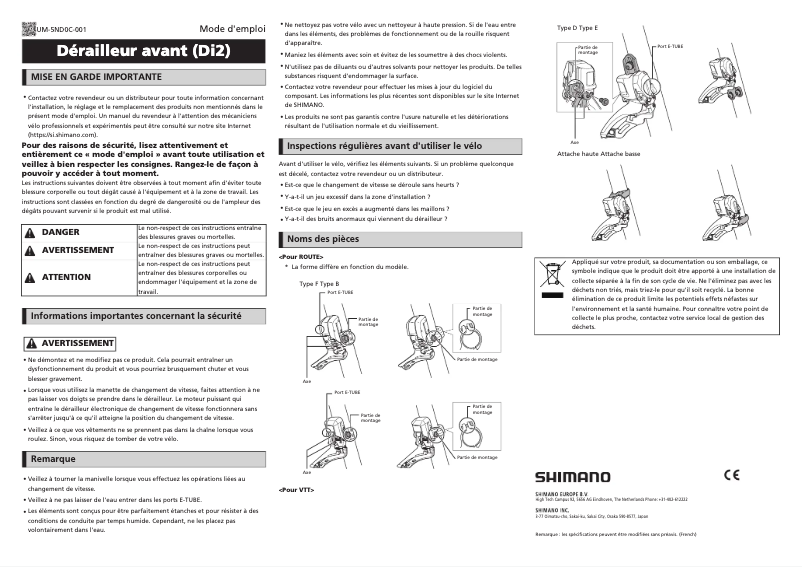 Página 1 del manual Manual de usuario Shimano FD-R9150