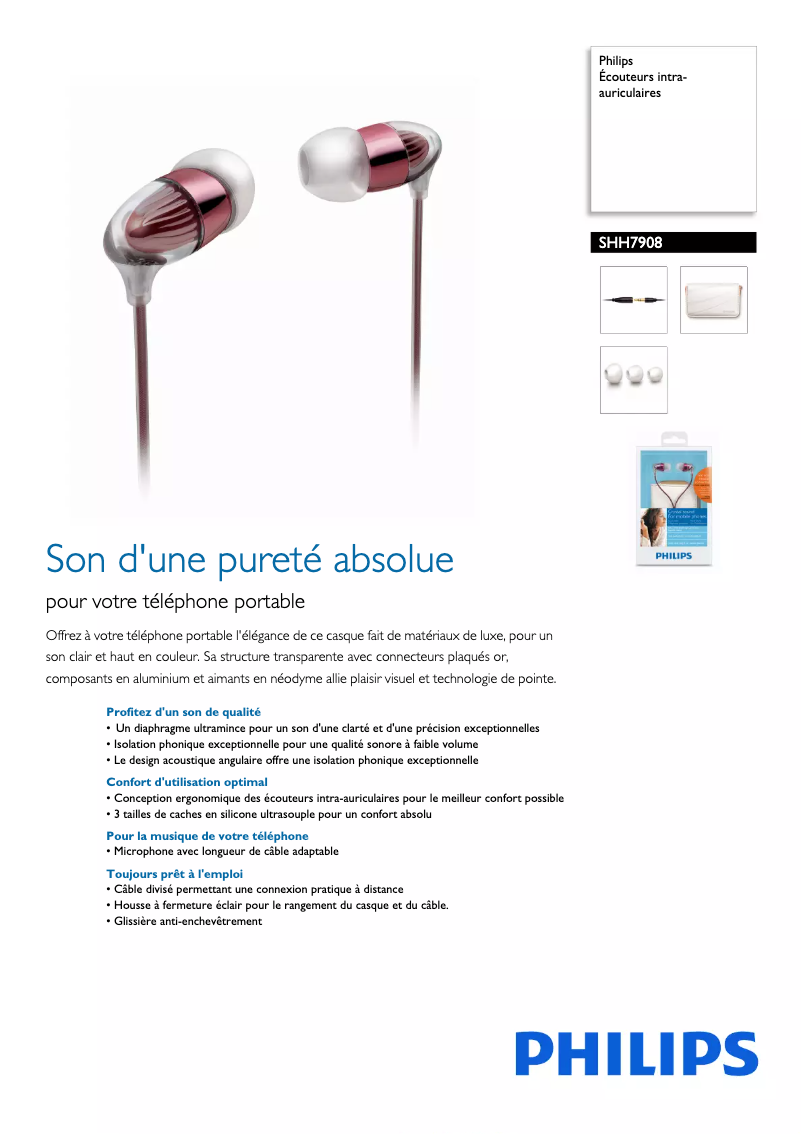 Página 1 del manual Ficha técnica Philips SHH7908