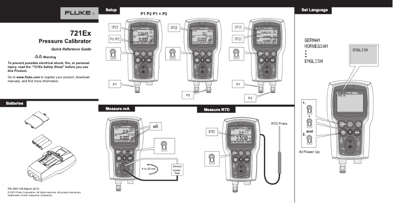 Page 1 de la notice Manuel utilisateur Fluke 721Ex
