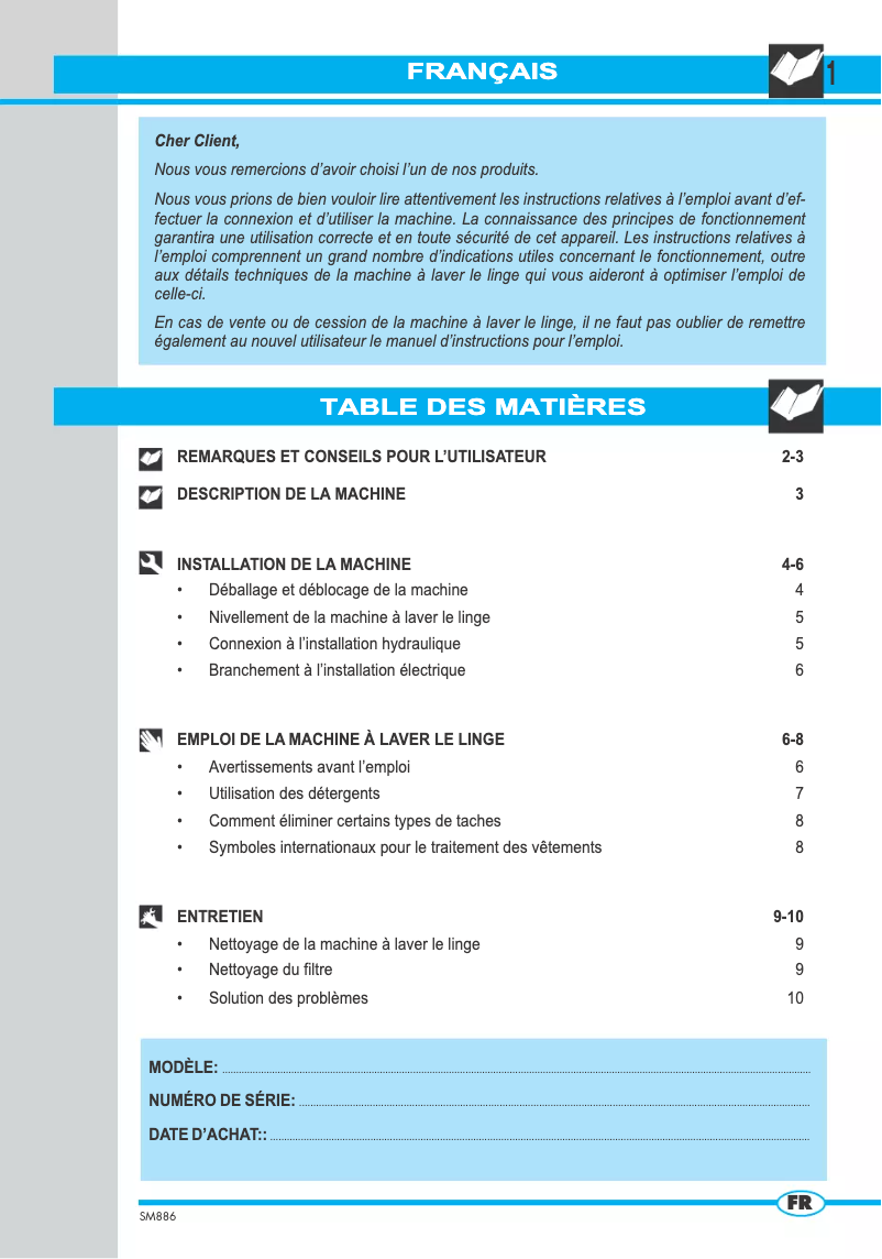 Page 1 of the manual User Manual Ardo WD7512
