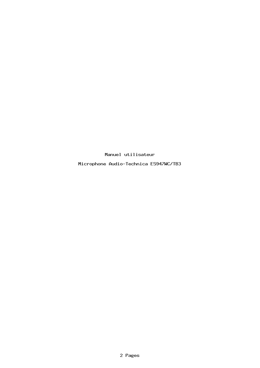 Page 1 de la notice Manuel utilisateur Audio-Technica ES947WC/TB3