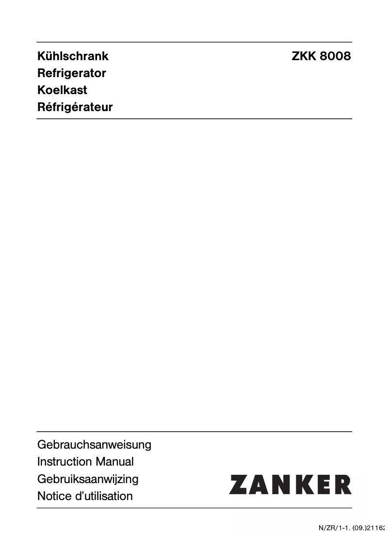 Page 1 de la notice Manuel utilisateur Zanker ZKK 8008