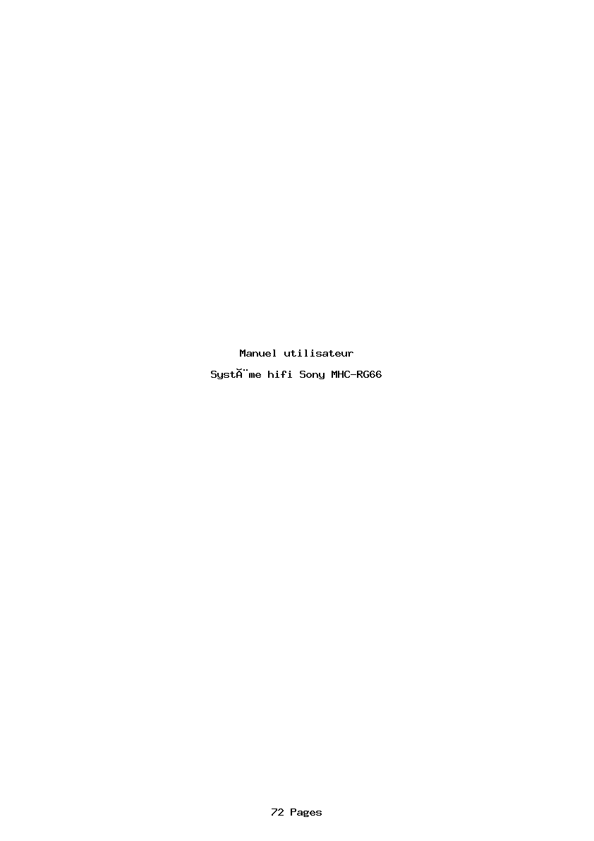 Page 1 de la notice Manuel utilisateur Sony MHC-RG66