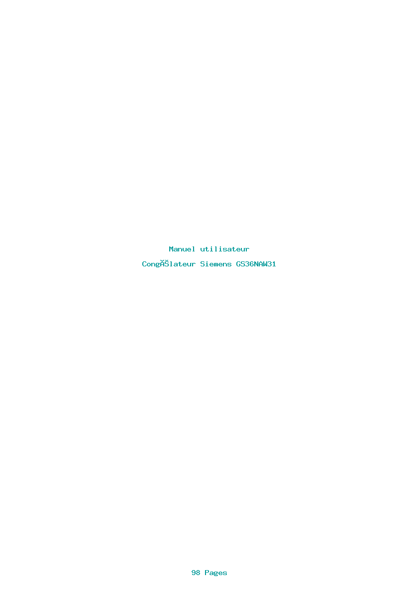 Page 1 de la notice Manuel utilisateur Siemens GS36NAW31