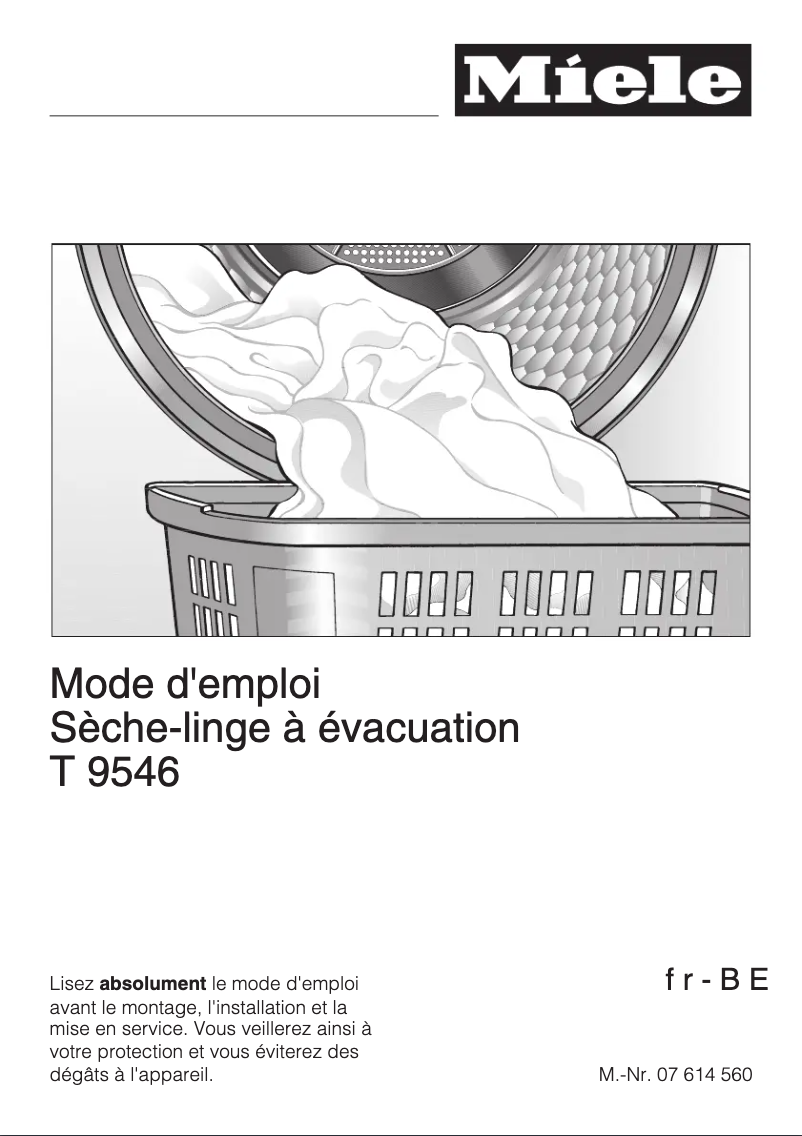 Page 1 de la notice Manuel utilisateur Miele T 9546
