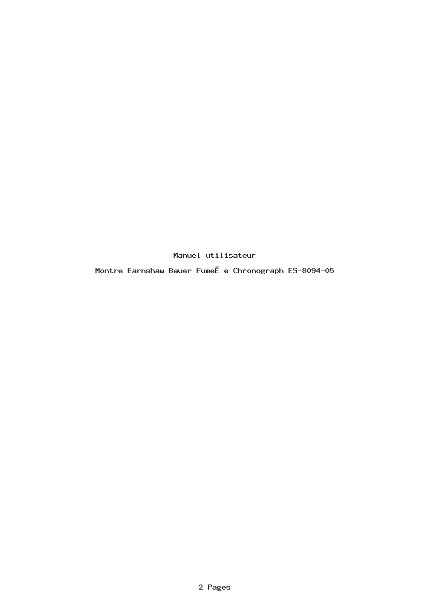 Page 1 de la notice Manuel utilisateur Earnshaw Bauer Fumée Chronograph ES-8094-05
