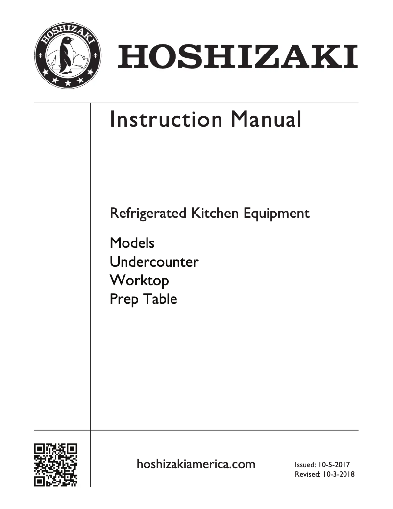 Page 1 de la notice Guide d'installation Hoshizaki CRMR48-18MD4
