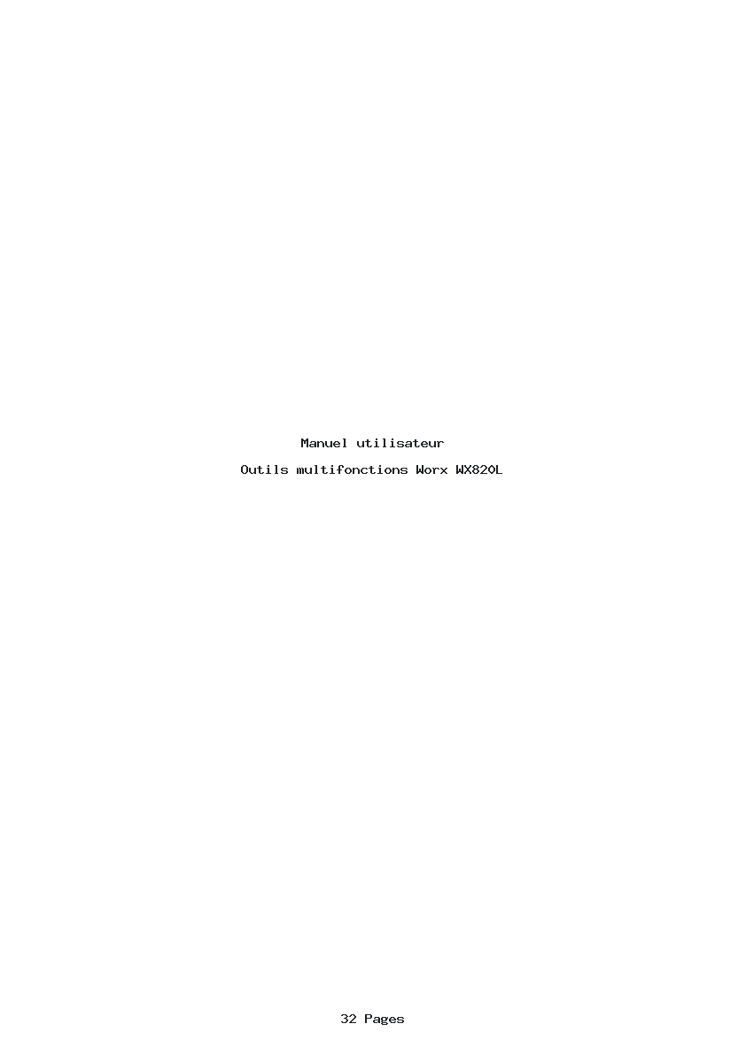 Page 1 de la notice Manuel utilisateur Worx WX820L