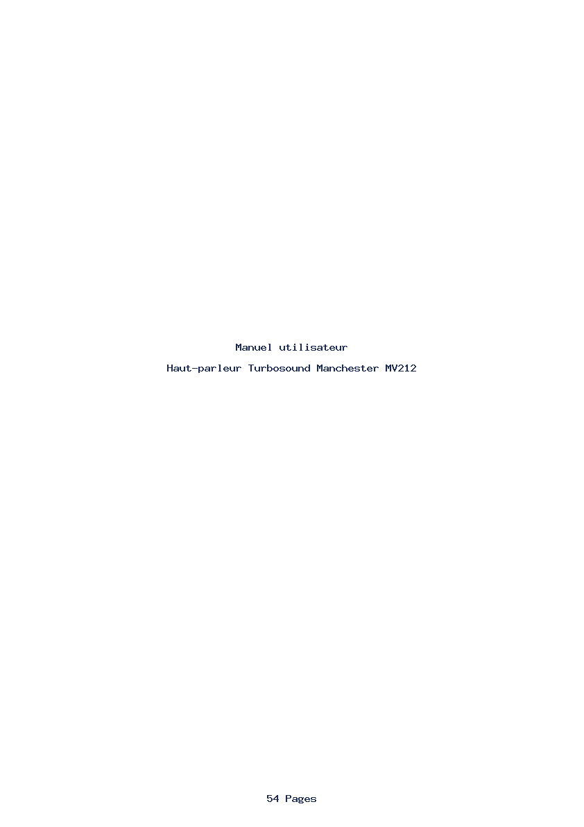 Page 1 de la notice Manuel utilisateur Turbosound Manchester MV212