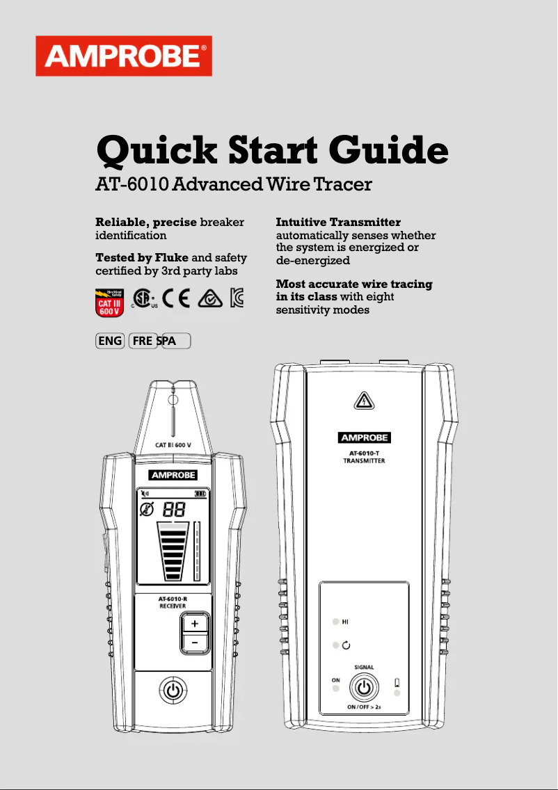 Page 1 de la notice Guide de démarrage rapide Amprobe AT-6010