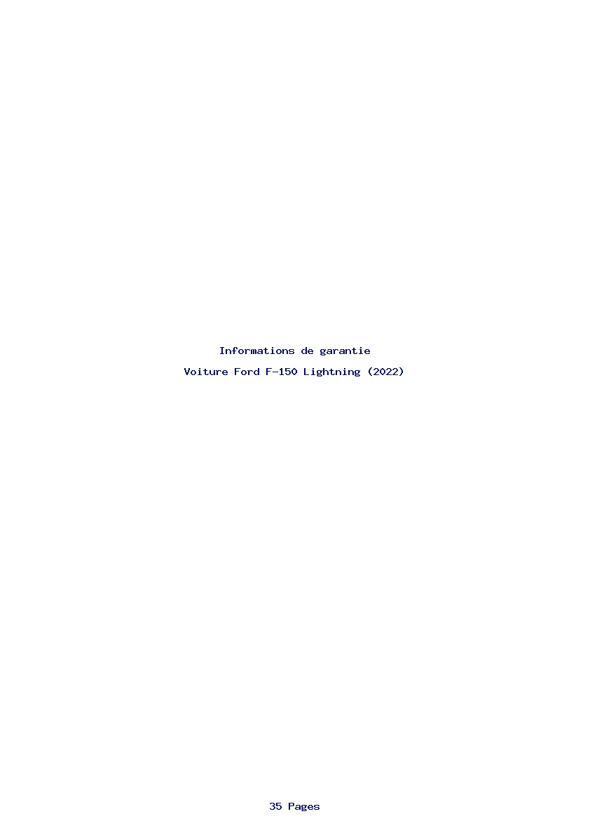 Page 1 de la notice Informations de garantie Ford F-150 Lightning (2022)