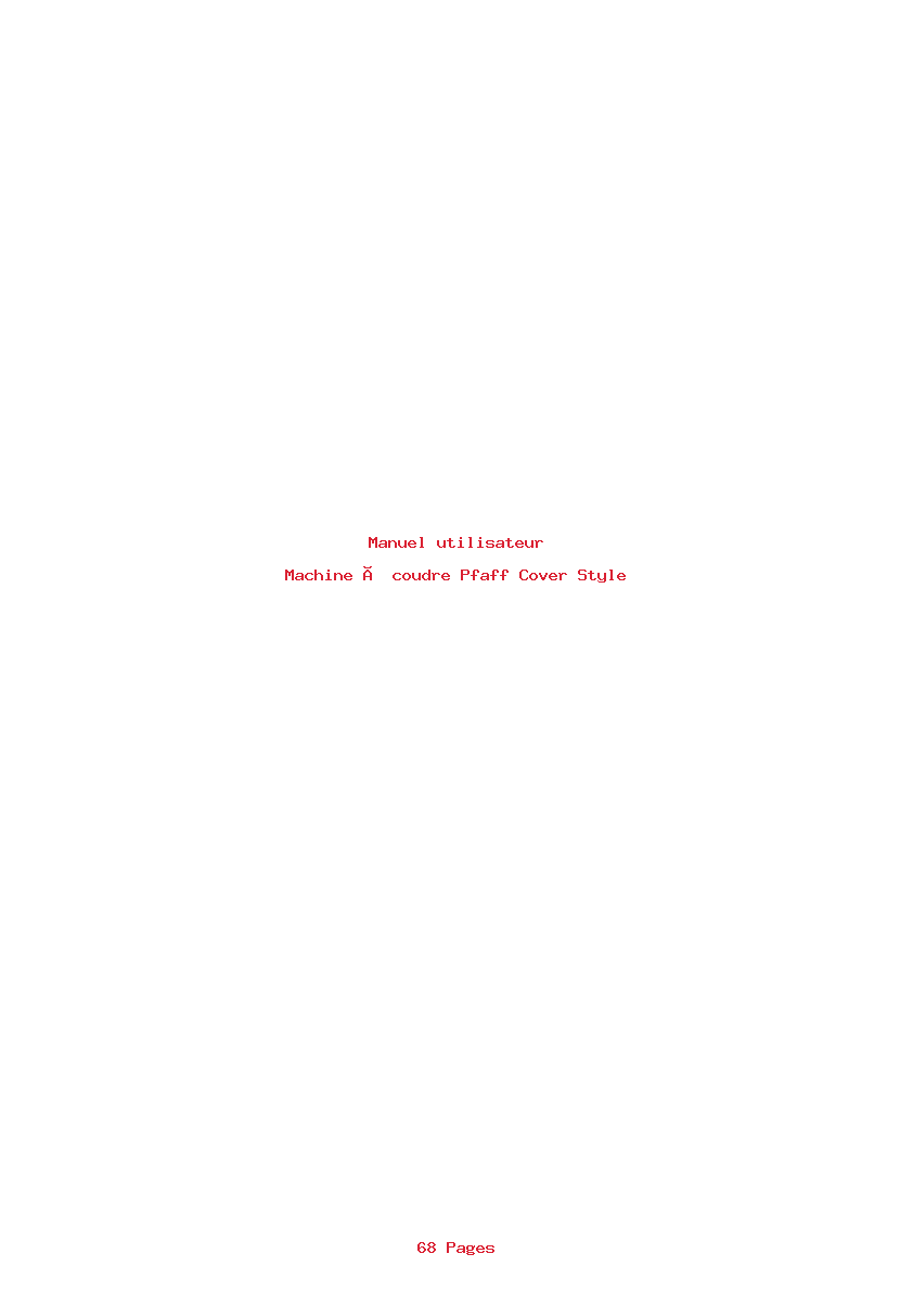 Page 1 de la notice Manuel utilisateur Pfaff Cover Style