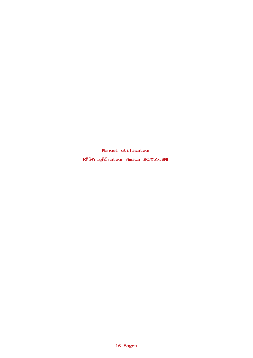 Page 1 de la notice Manuel utilisateur Amica BK3055.6NF