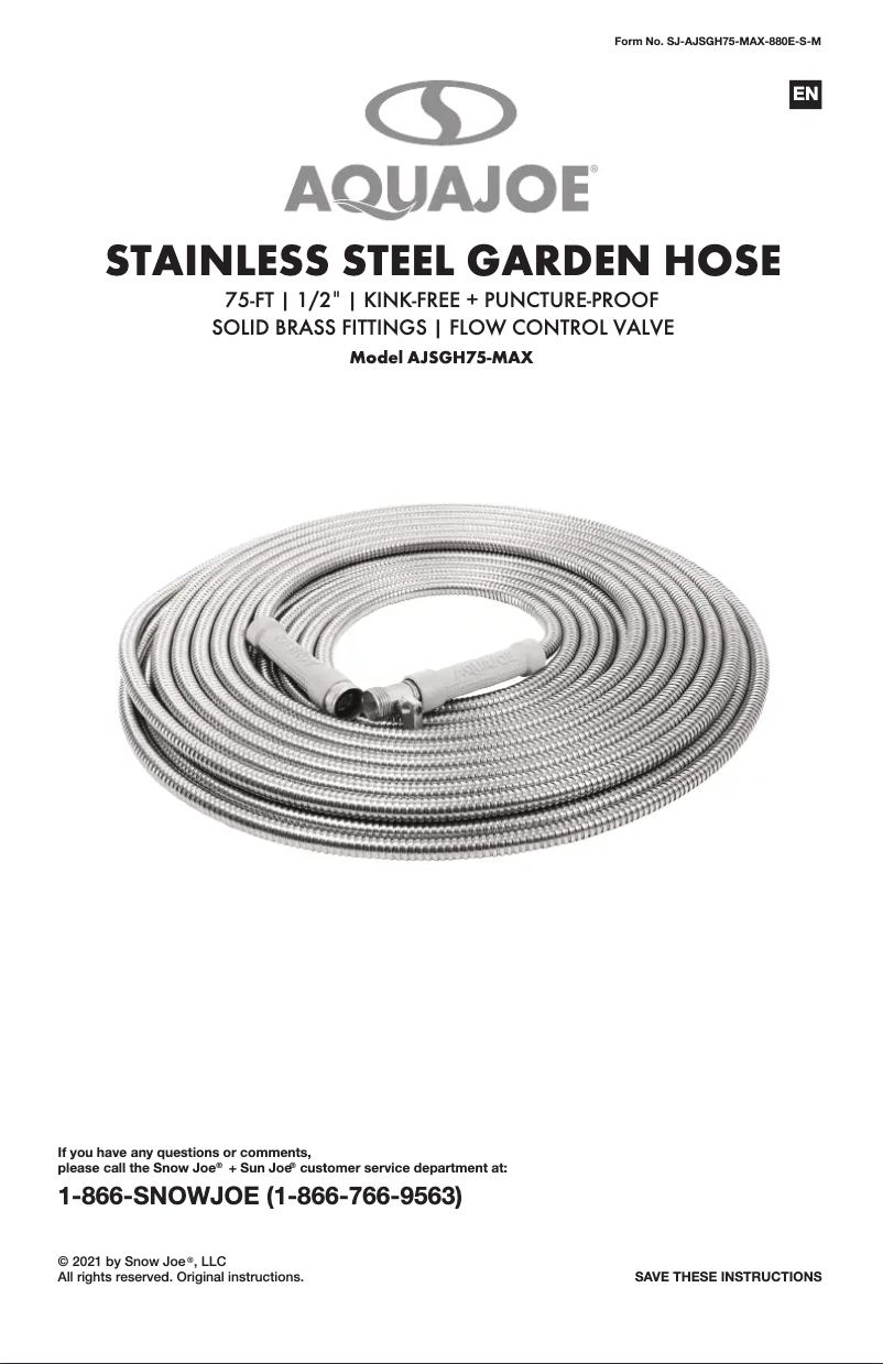 Page 1 de la notice Manuel utilisateur Aqua Joe AJSGH75-MAX