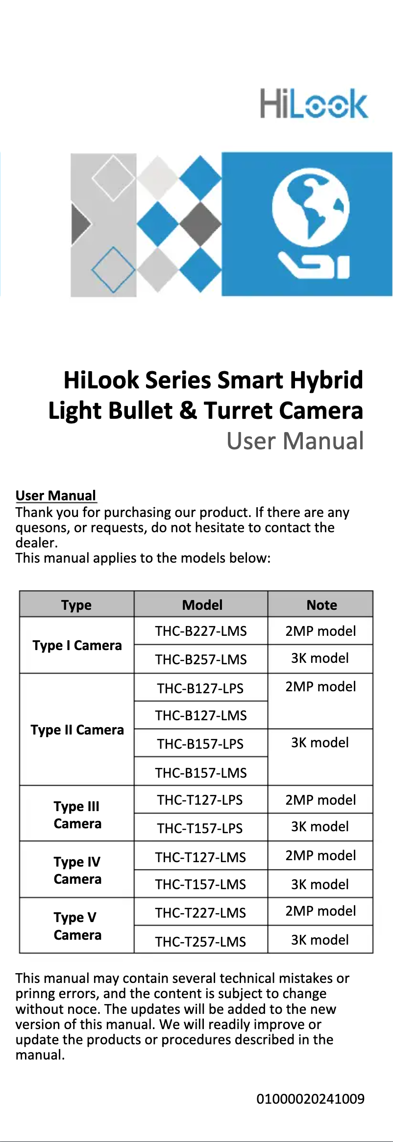 Page 1 de la notice Manuel utilisateur Hikvision THC-B157-LPS