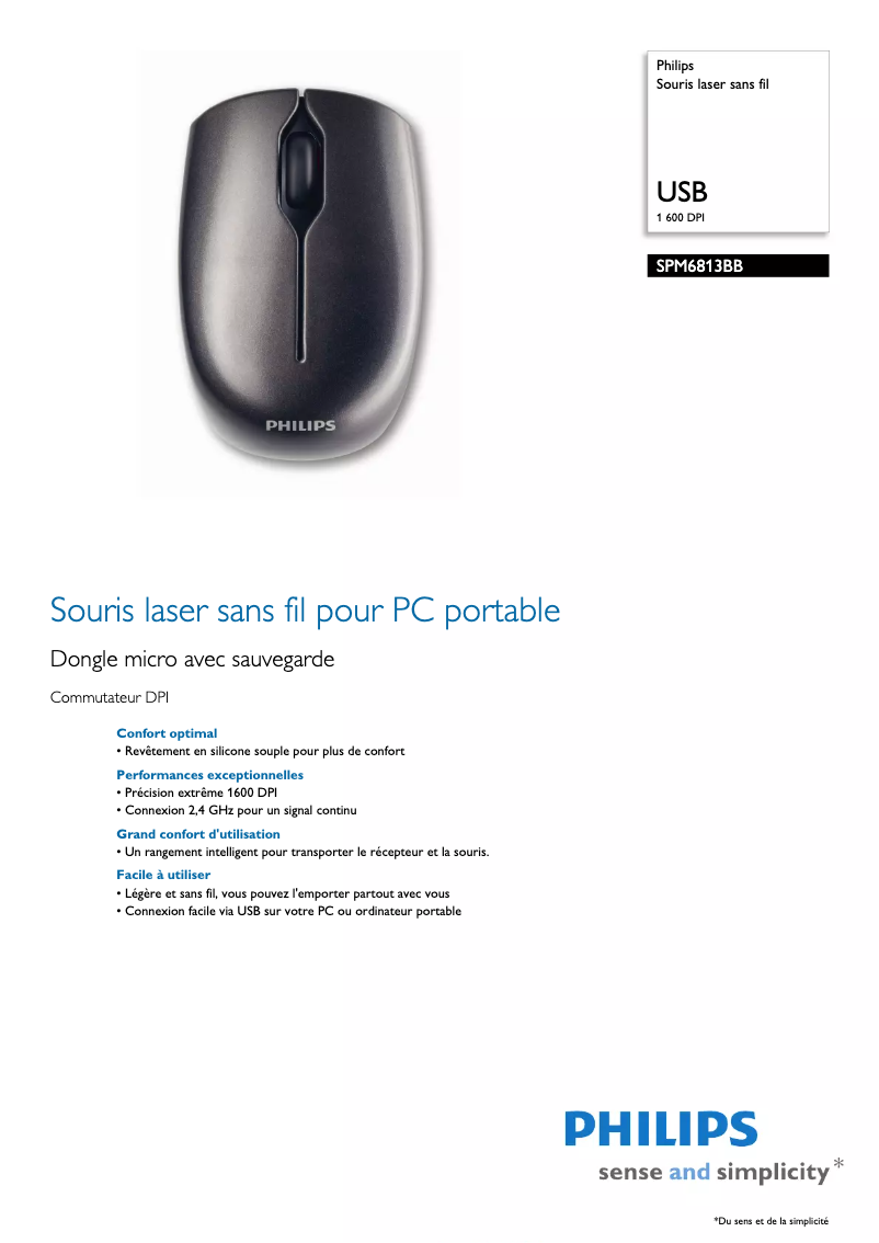 Page n°1 - Fiche technique Philips SPM6813BB