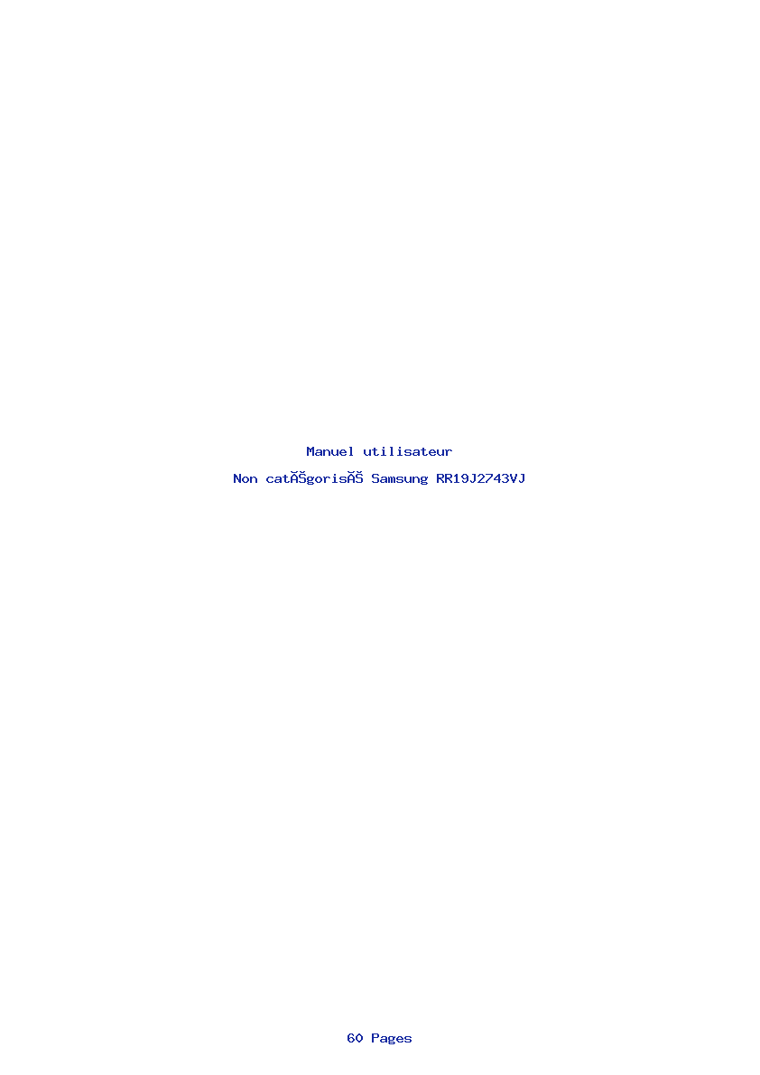 Page 1 de la notice Manuel utilisateur Samsung RR19J2743VJ