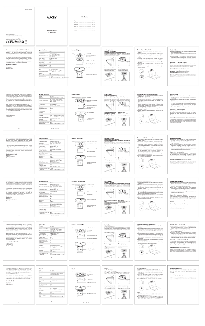 Página 1 del manual Manual de usuario Aukey PC-LM1A