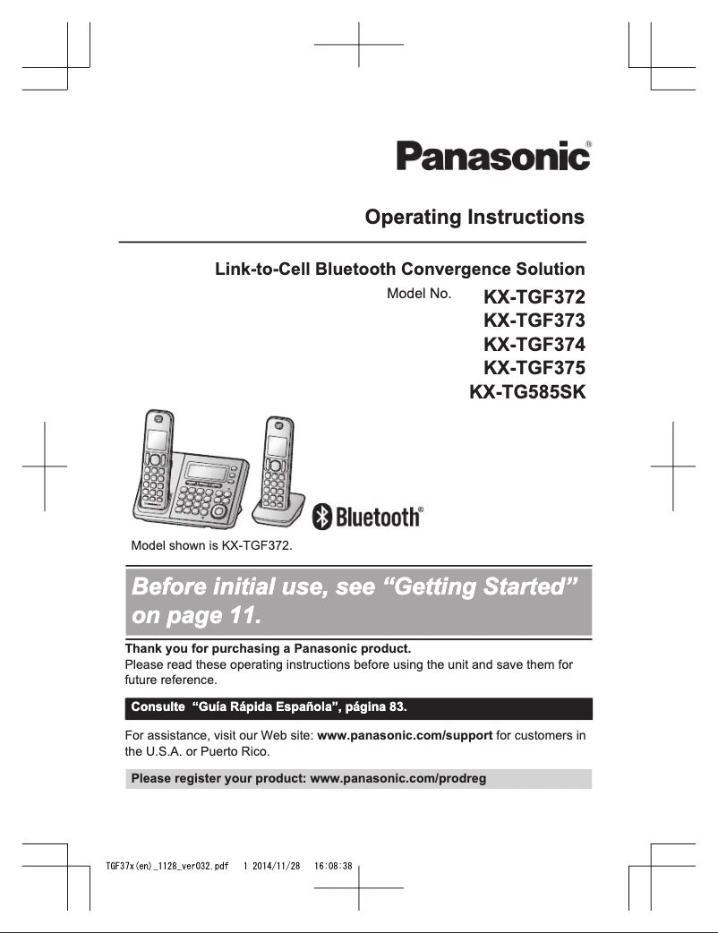 Página 1 del manual Manual de usuario Panasonic KX-TGF374S