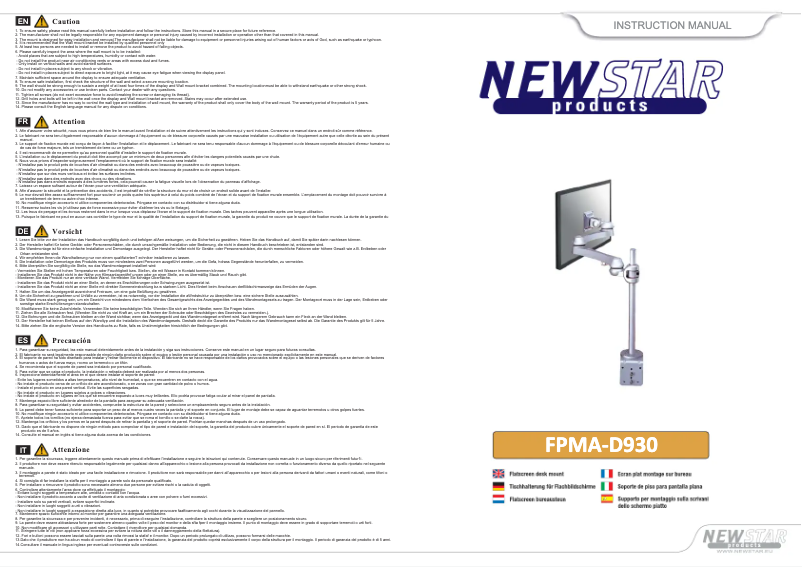Page 1 de la notice Manuel utilisateur Newstar FPMA-D930