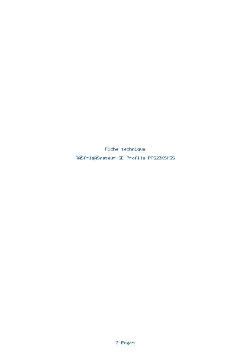Image de la première page du manuel de l'appareil Profile PFS23KSHSS