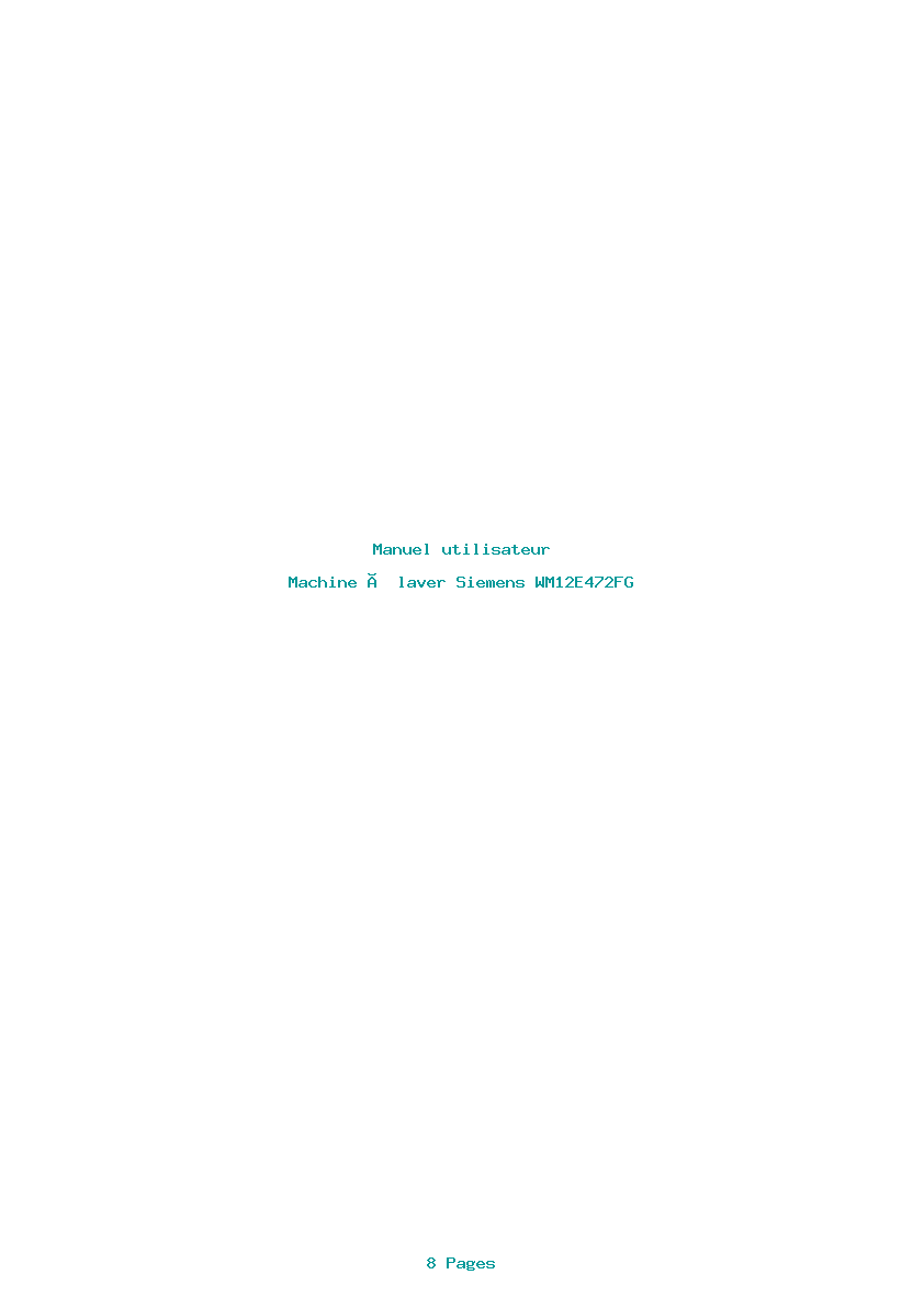 Page 1 de la notice Manuel utilisateur Siemens WM12E472FG