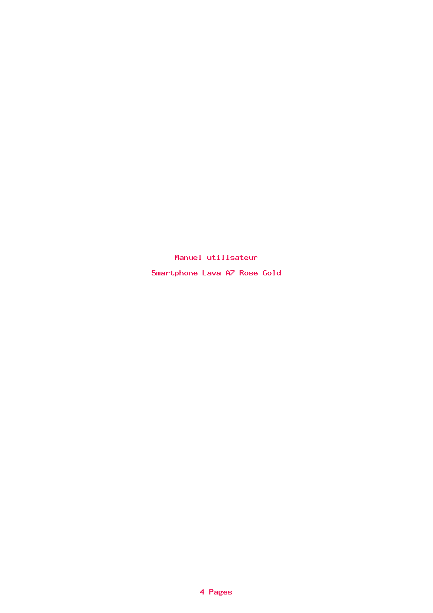Page 1 de la notice Manuel utilisateur Lava A7 Rose Gold