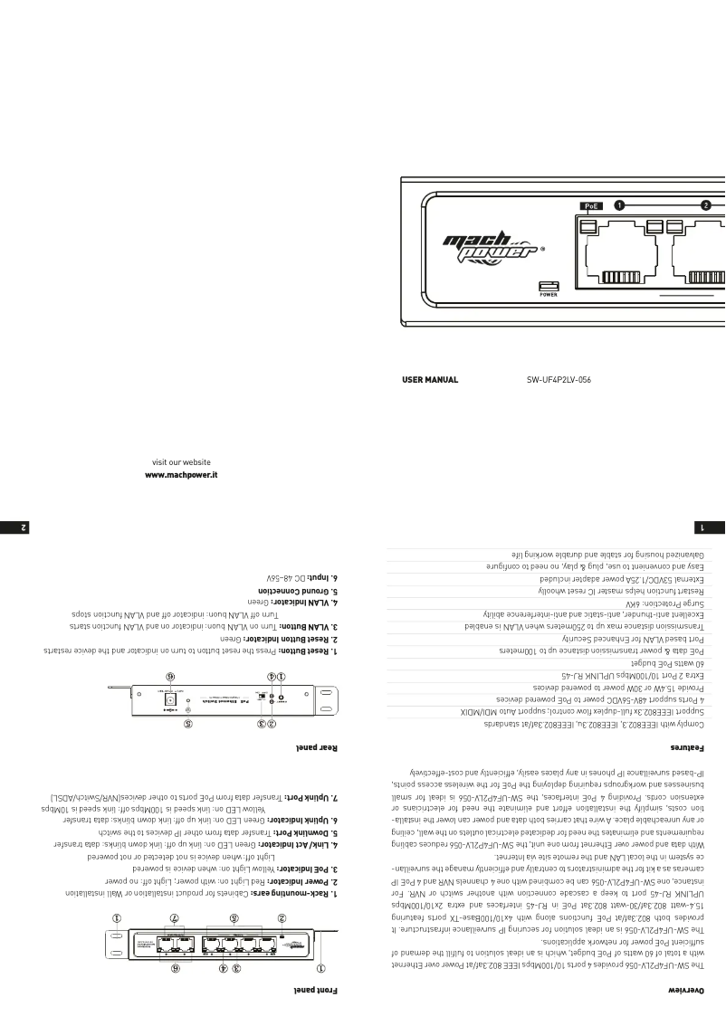 Page 1 de la notice Manuel utilisateur Mach Power SW-UF4P2LV-056