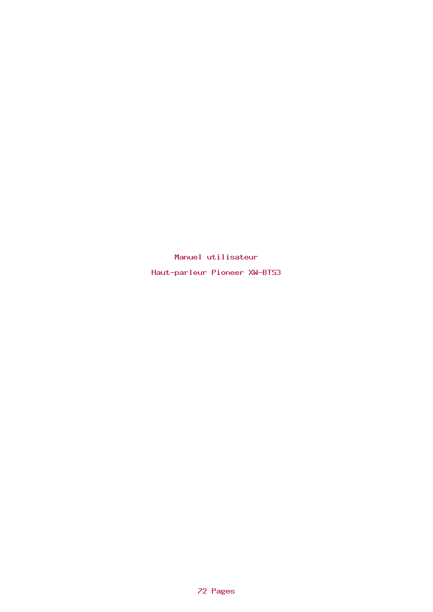 Page 1 de la notice Manuel utilisateur Pioneer XW-BTS3