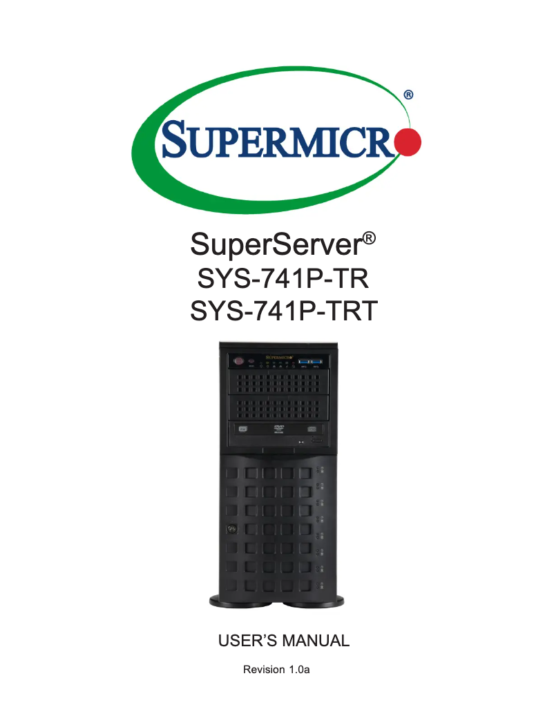 Page 1 de la notice Manuel utilisateur Supermicro SuperServer SYS-741P-TR