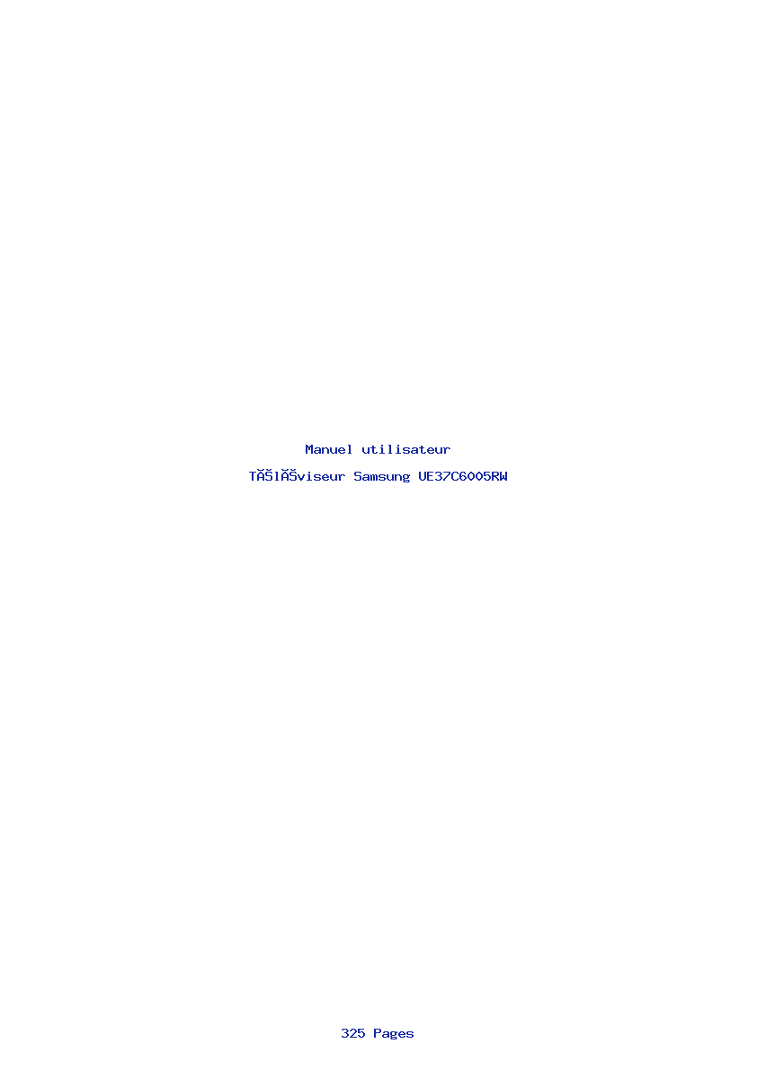 Page 1 de la notice Manuel utilisateur Samsung UE37C6005RW
