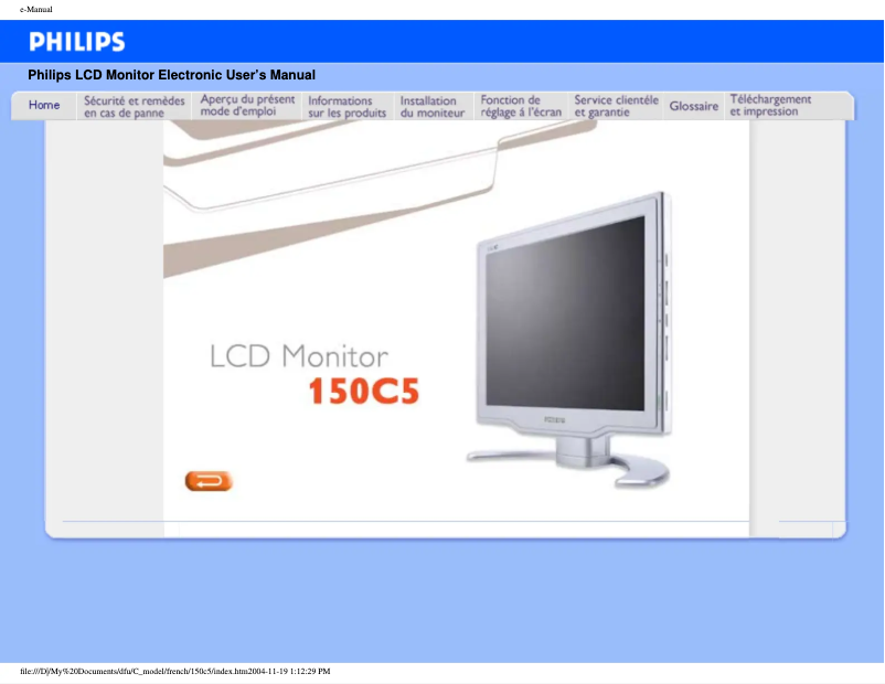 Page n°1 - Manuel utilisateur Philips 150C5BS