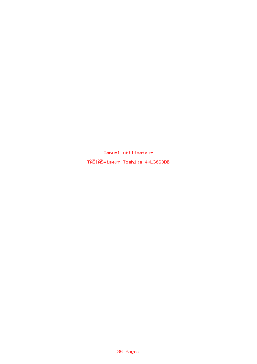 Page 1 de la notice Manuel utilisateur Toshiba 40L3863DB