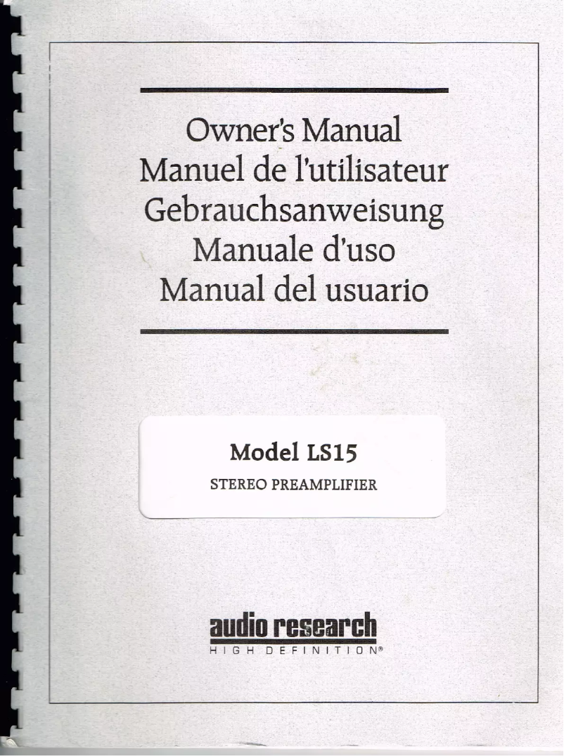 Página 1 del manual Manual de usuario Audio Research LS 15