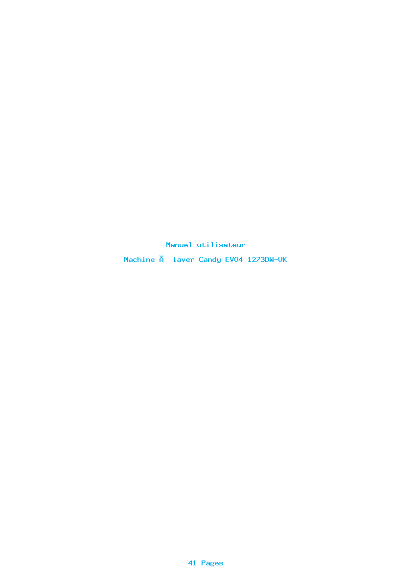 Page 1 de la notice Manuel utilisateur Candy EVO4 1273DW-UK