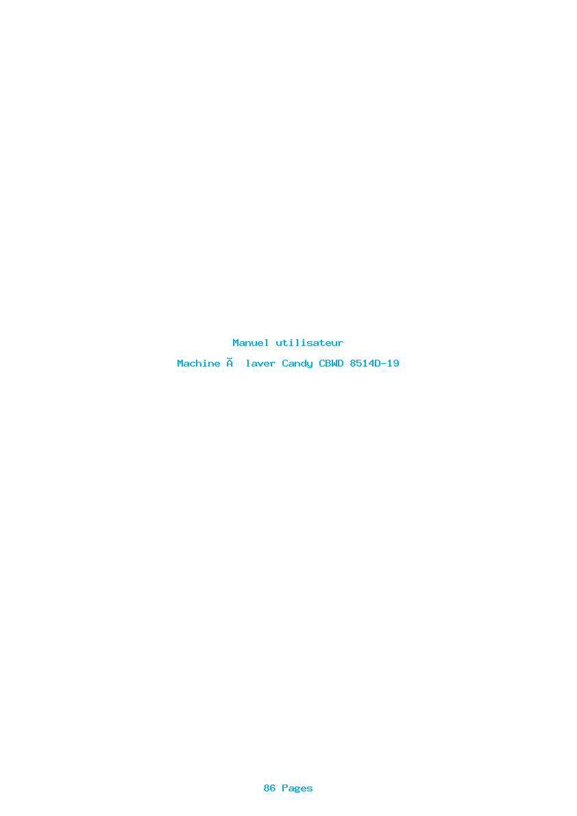 Page 1 de la notice Manuel utilisateur Candy CBWD 8514D-19