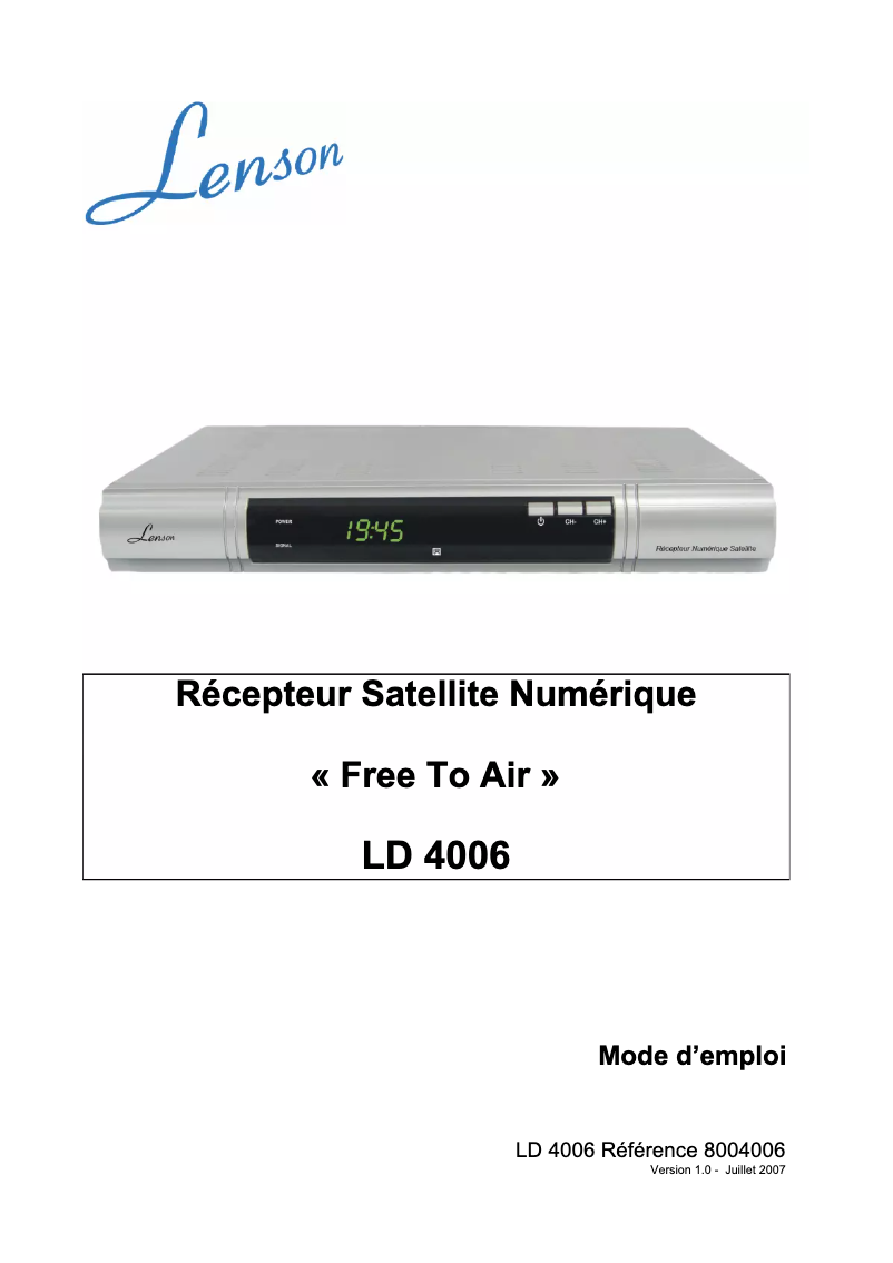 Page 1 de la notice Manuel utilisateur Lenson LD 4006