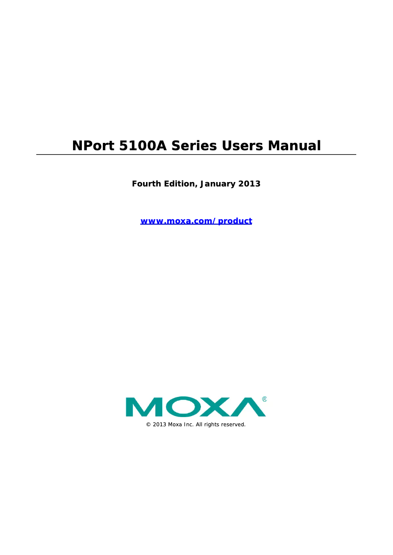 Page 1 of the manual User Manual Moxa NPort 5150A