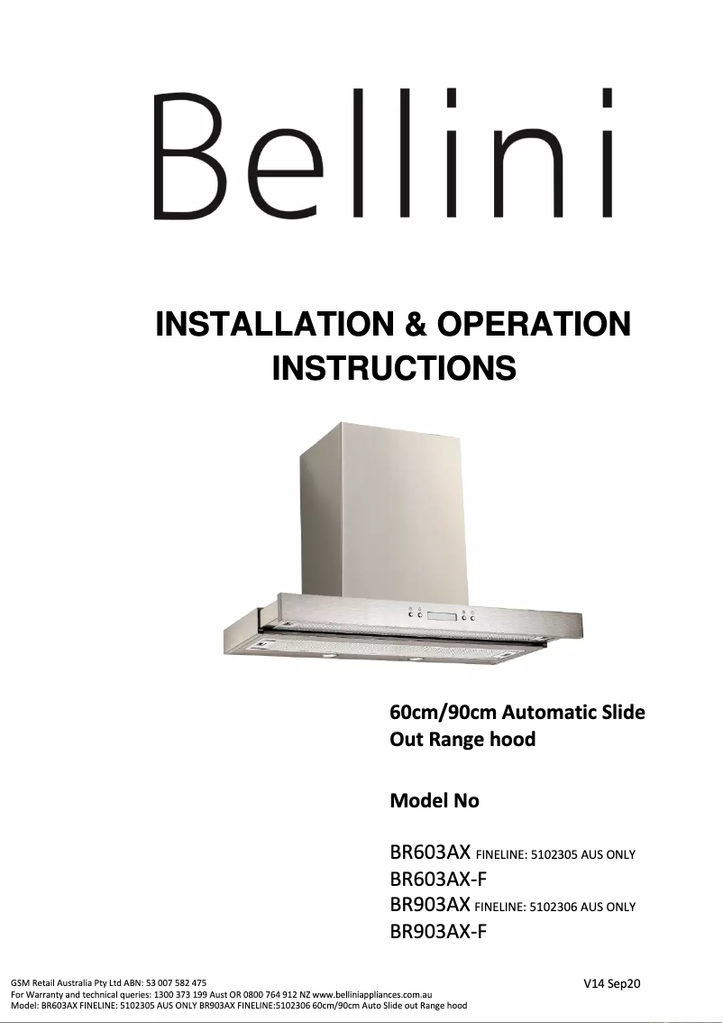 Page 1 de la notice Manuel utilisateur Bellini BR903IDX-F