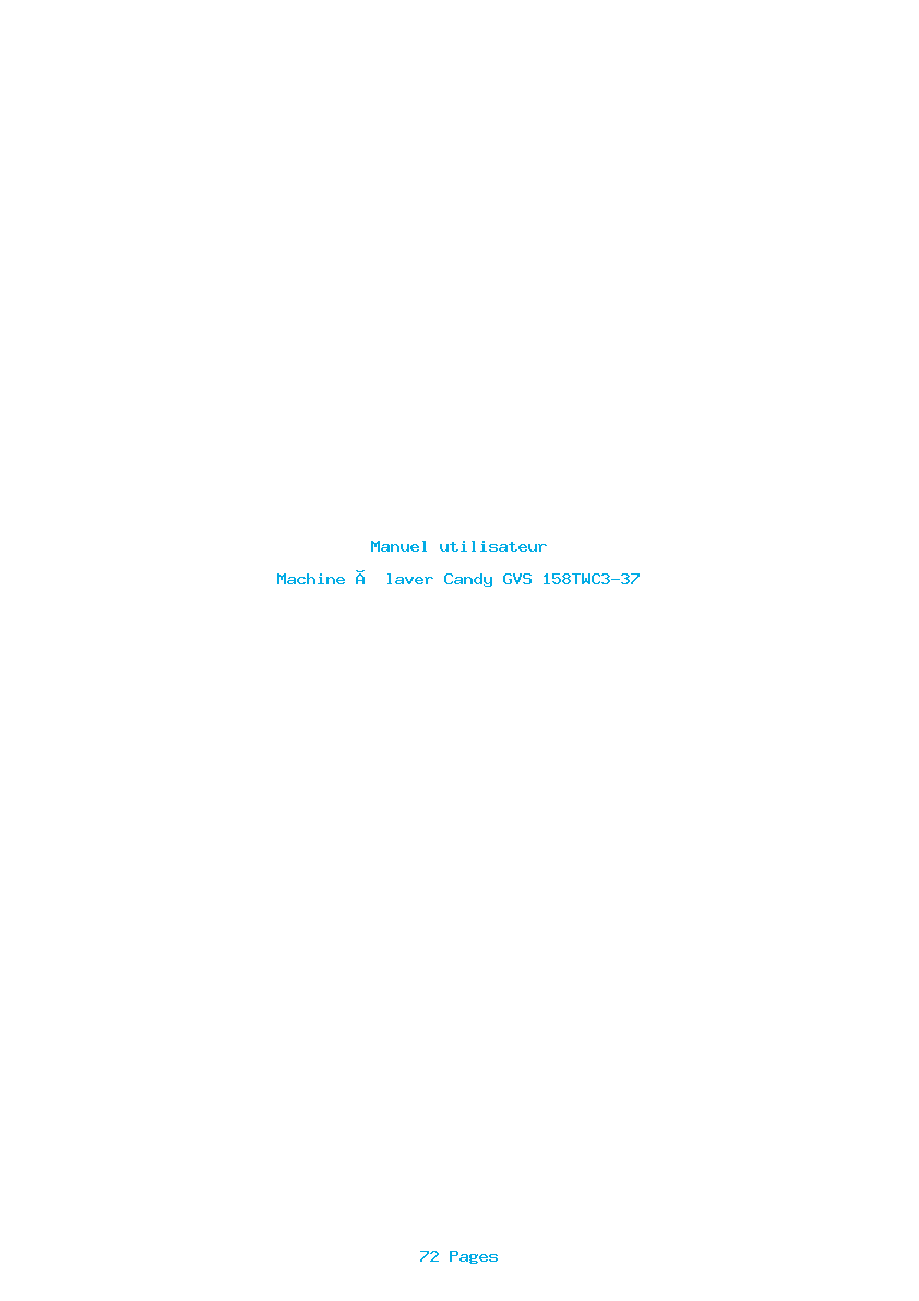 Page 1 de la notice Manuel utilisateur Candy GVS 158TWC3-37