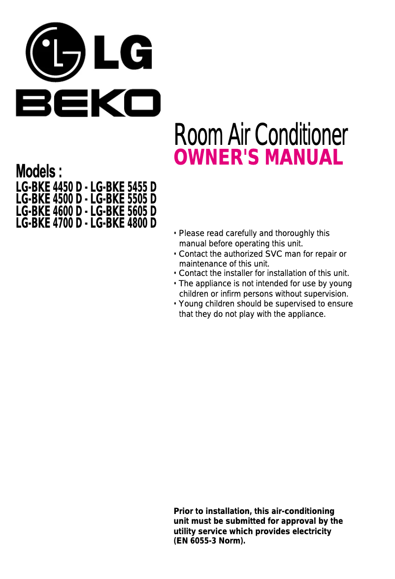 Page 1 de la notice Manuel utilisateur LG-Beko LG-BKE 4450 D