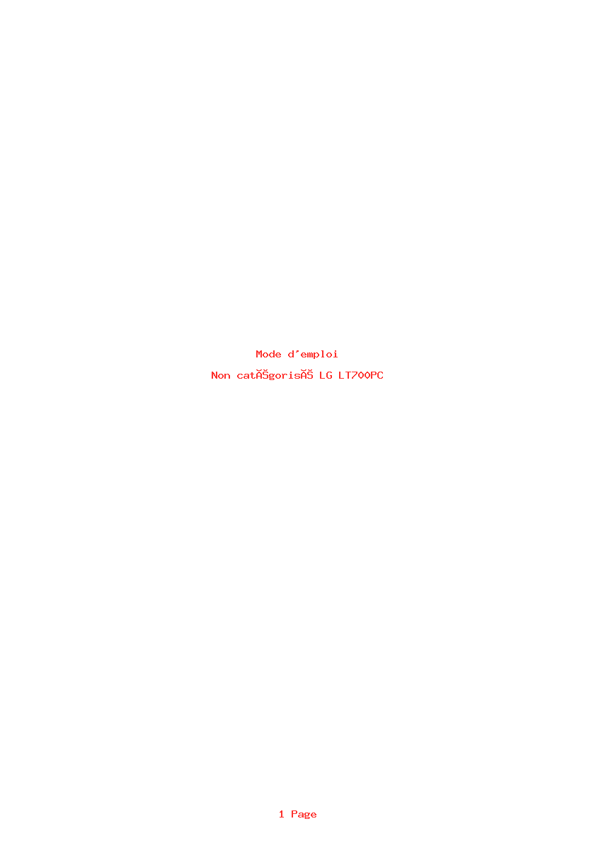 Page 1 de la notice Mode d'emploi LG LT700PC