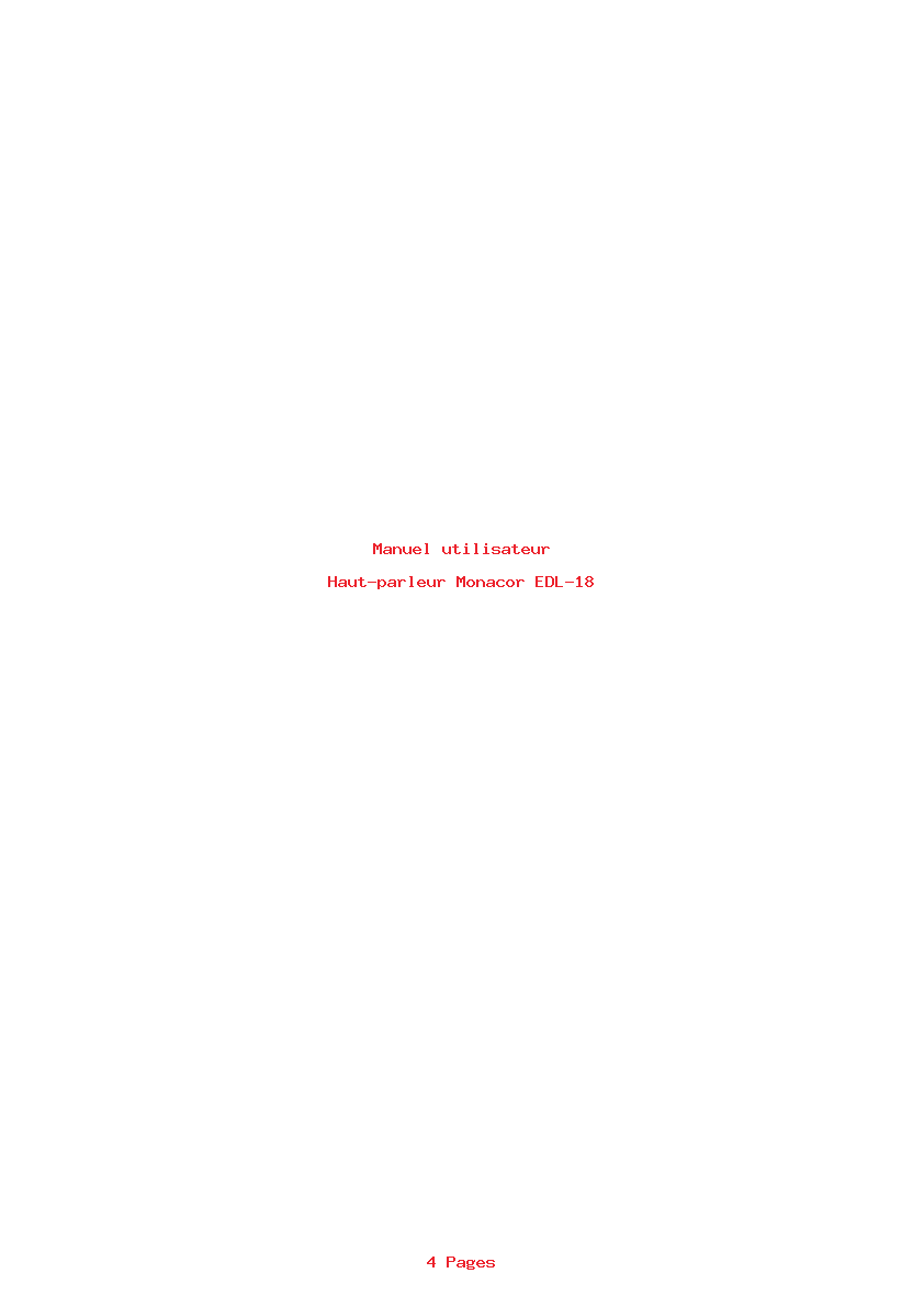 Page 1 de la notice Manuel utilisateur Monacor EDL-18