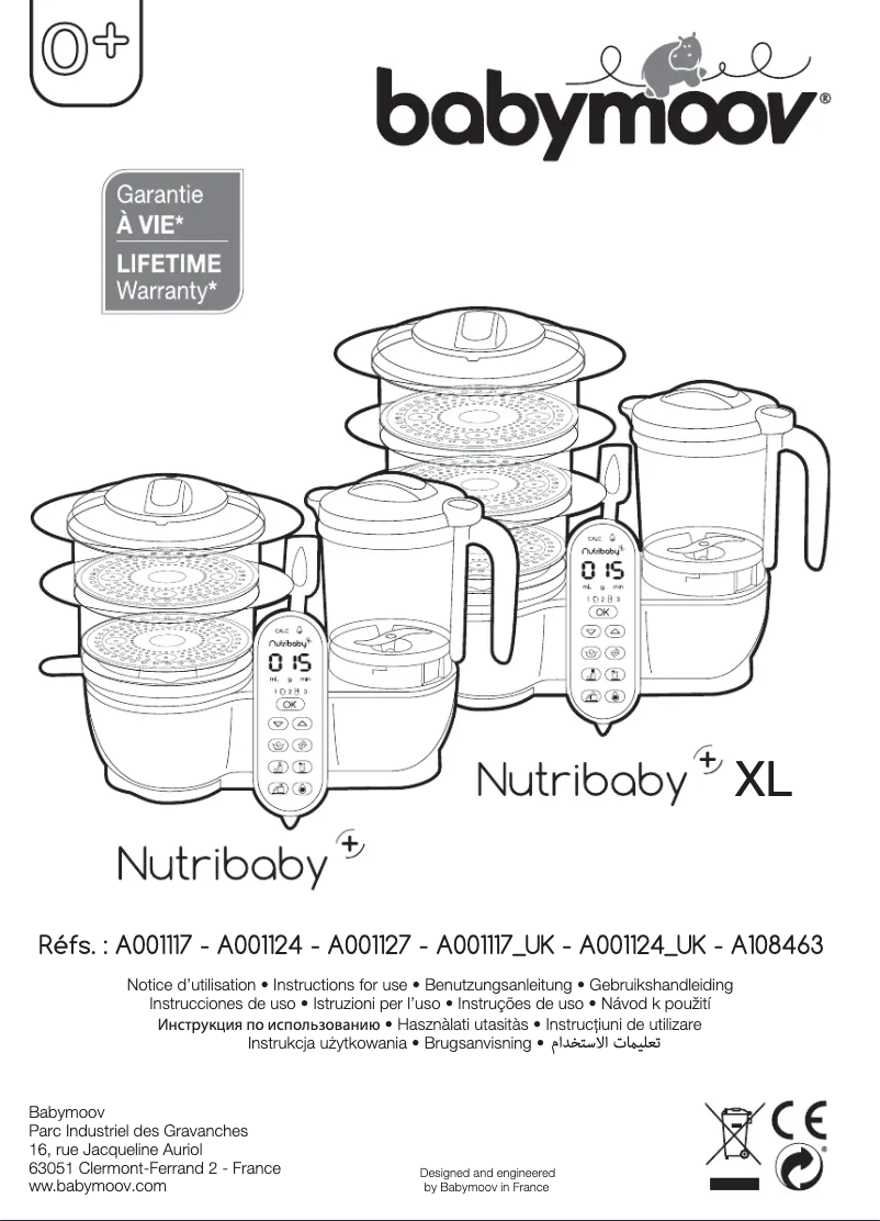 Page 1 de la notice Manuel utilisateur Babymoov Nutribaby+ XL