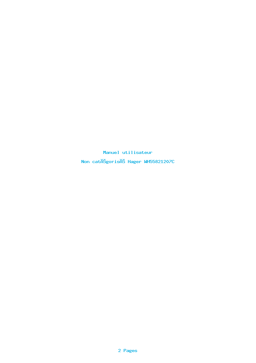 Page 1 de la notice Manuel utilisateur Hager WH55821207C
