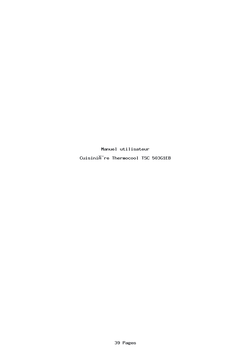 Page 1 de la notice Manuel utilisateur Thermocool TSC 503G1EB