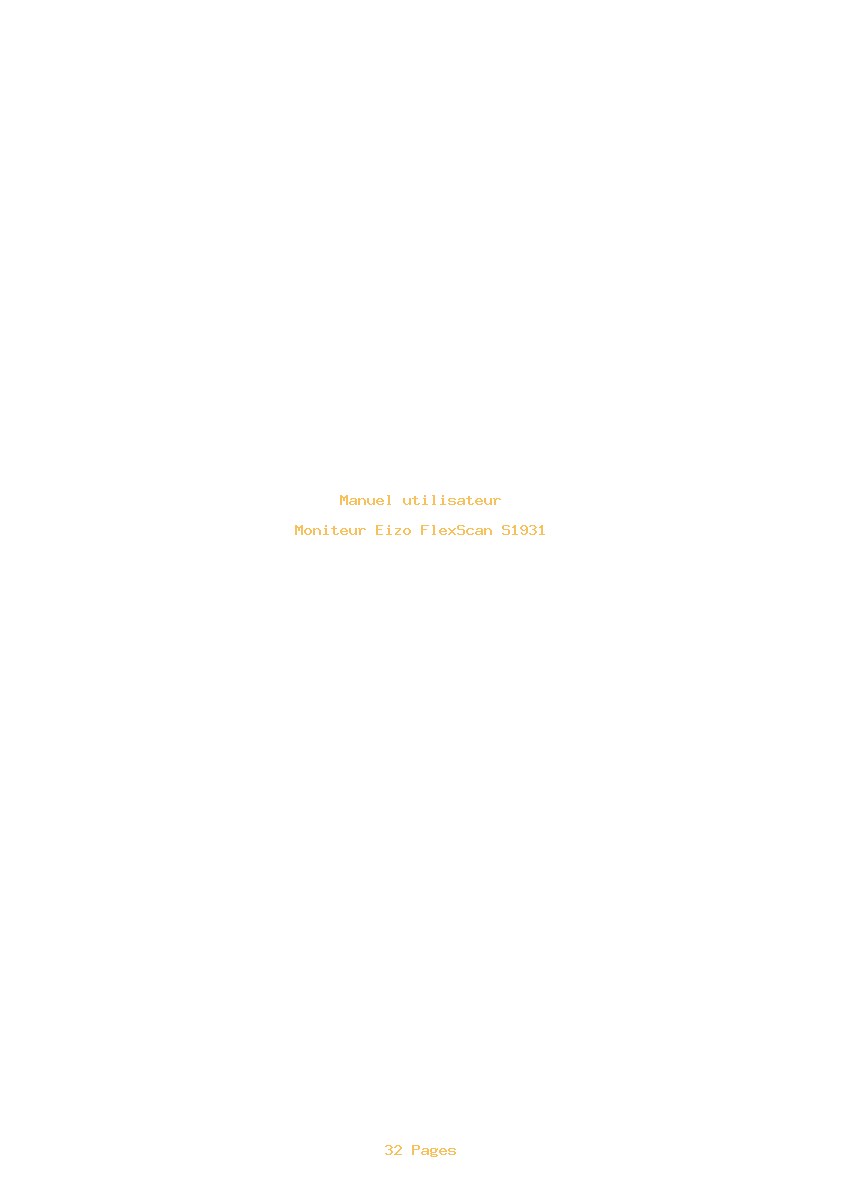 Page 1 de la notice Manuel utilisateur Eizo FlexScan S1931