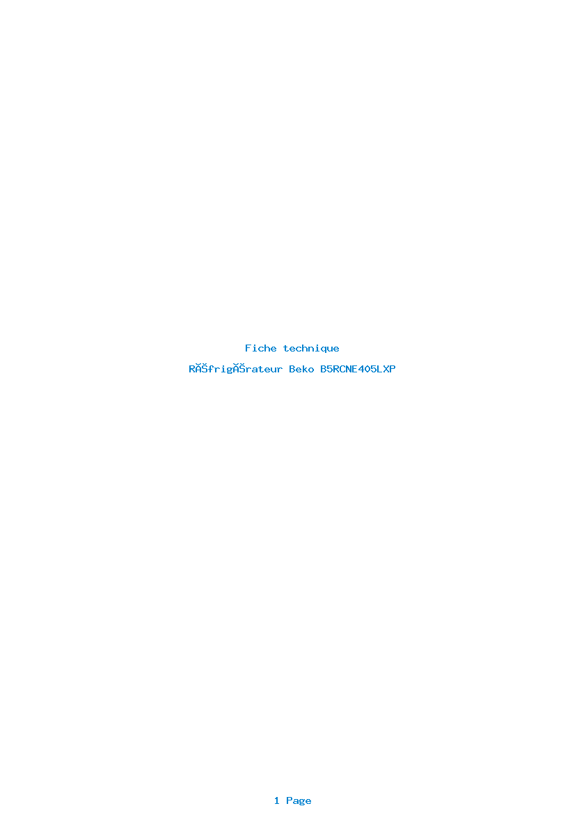 Page 1 de la notice Fiche technique Beko B5RCNE405LXP
