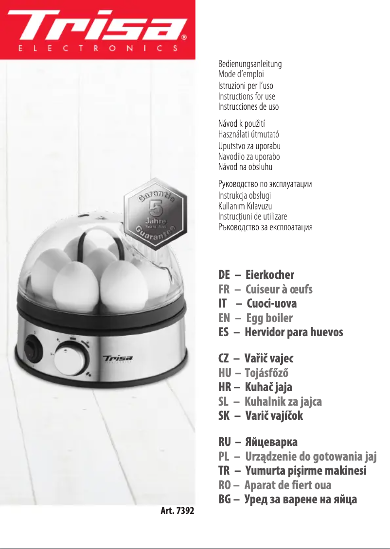 Page 1 de la notice Manuel utilisateur Trisa Egg Master