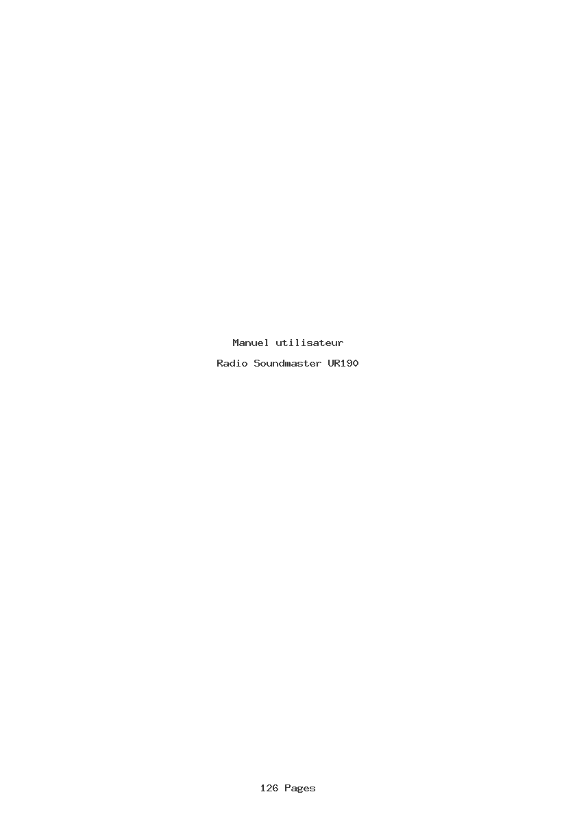 Page 1 de la notice Manuel utilisateur Soundmaster UR190